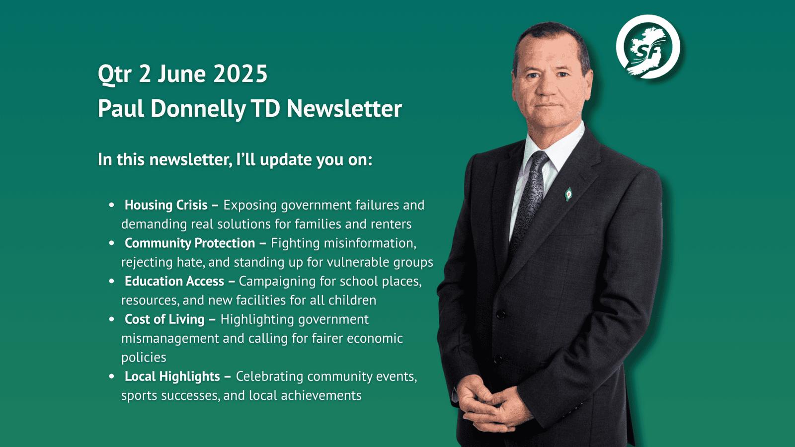 Qtr 2 June 2025 Paul Donnelly TD Newsletter